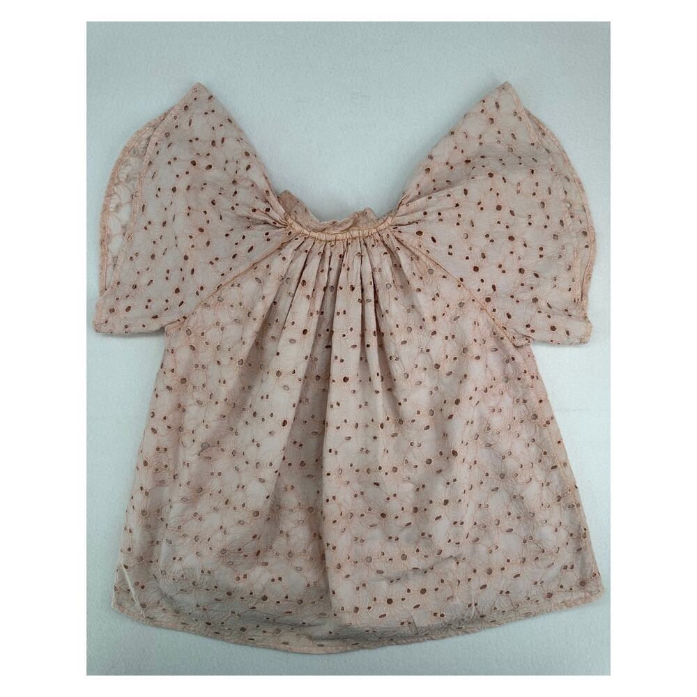 Anthropologie Kyla Seo Talin Blouse Pink Eyelet Fully Lined NWT Cottagecore S - Picture 4 of 12